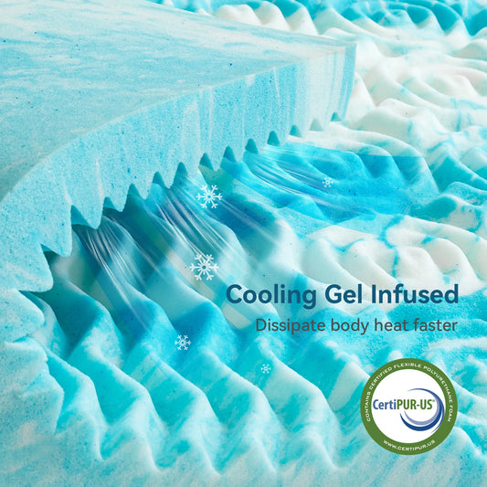 Hcore Memory Foam Mattress Topper with Cooling Gel - WORLDZii