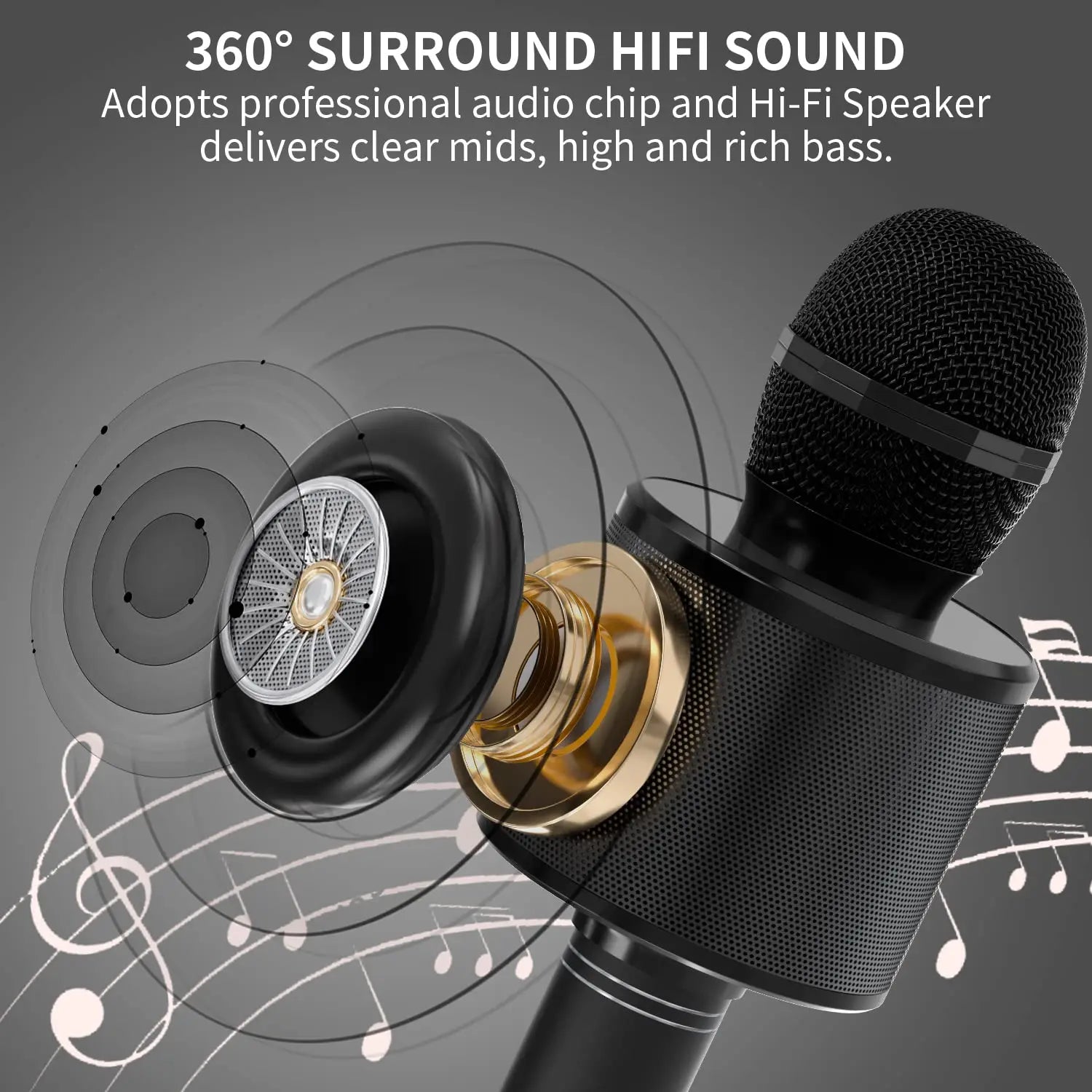 Portable Handheld Wireless Karaoke Microphone Speaker Microphone for Kids Music Player Singing Recorder KTV - WORLDZii