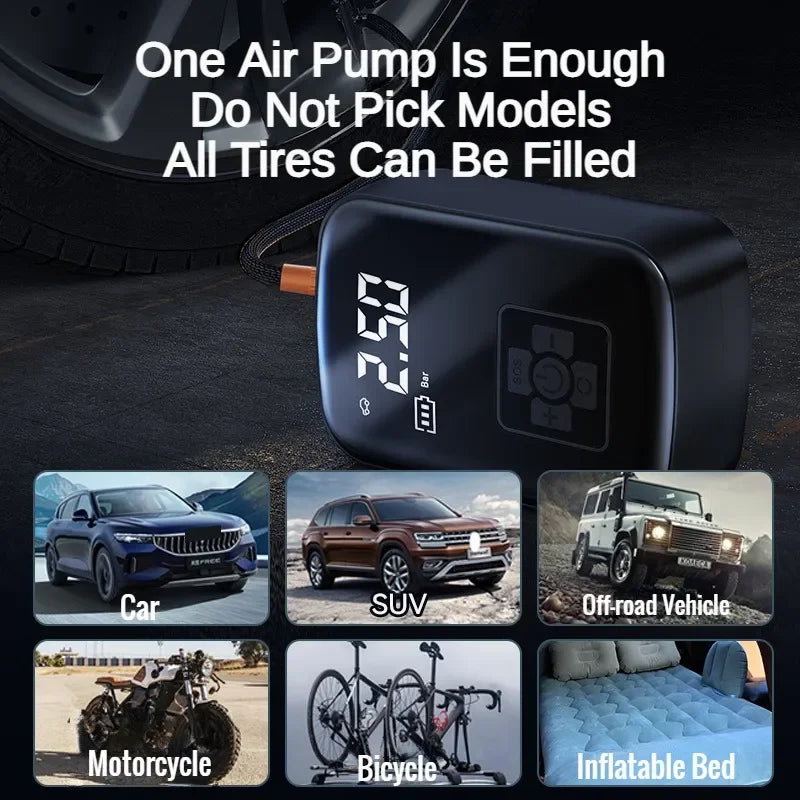Car Air Compressor Electric Tire Inflator Pump - WORLDZii