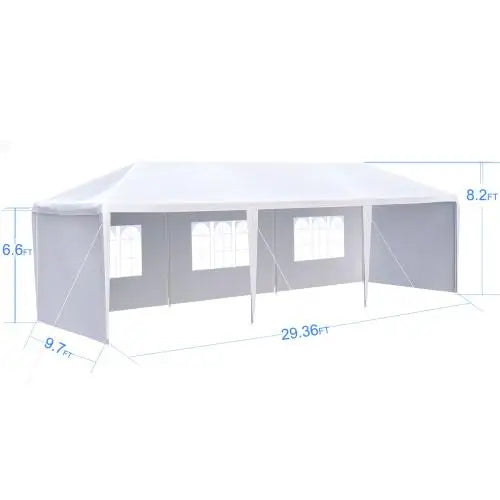 10x30' Summer Wedding Party Canopy Tent Outdoor Gazebo with 5 Removable PVC Sidewalls Aluminum & Fiberglass Pole Material - WORLDZii