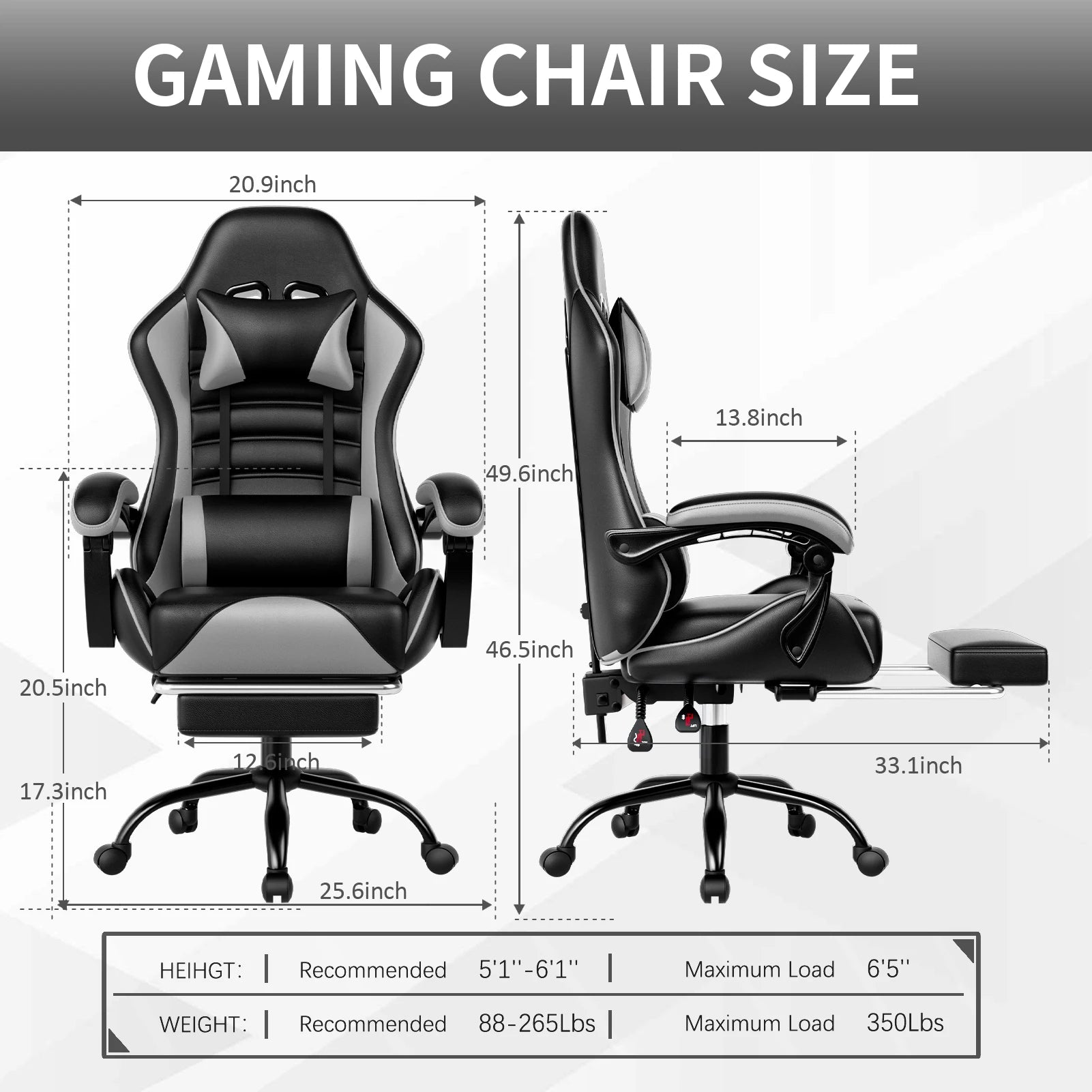 Ergonomic Gaming Chair with Footrest - WORLDZii