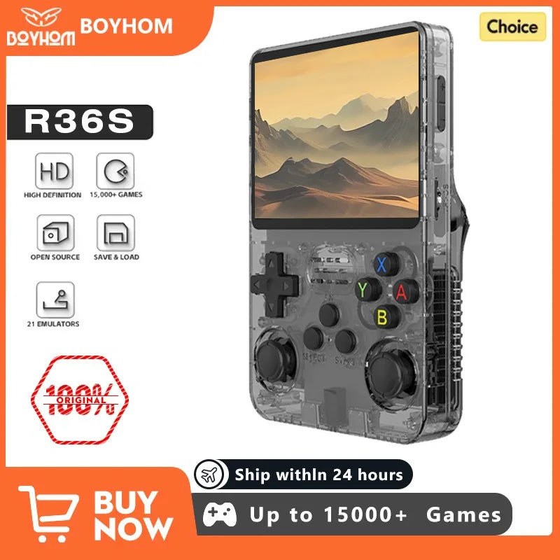 ARKOS R36S Retro Handheld Video Game Console Linux System 3.5 Inch IPS Screen R35s Pro Portable Pocket Video Player 64GB Games - WORLDZii
