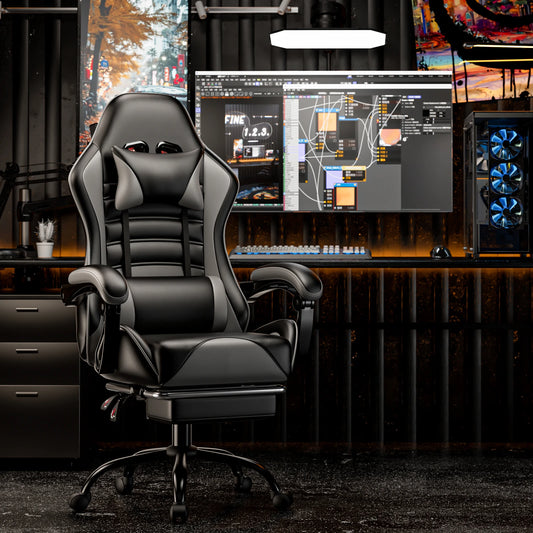 Ergonomic Gaming Chair with Footrest - WORLDZii