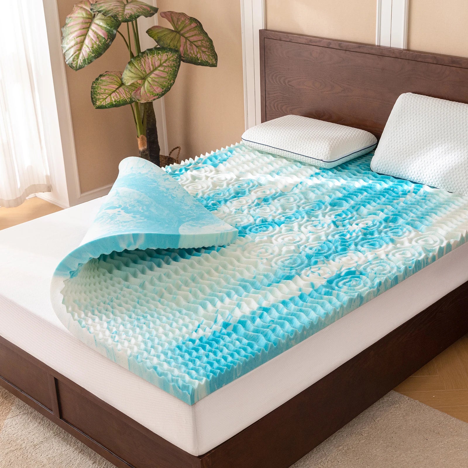 Hcore Memory Foam Mattress Topper with Cooling Gel - WORLDZii