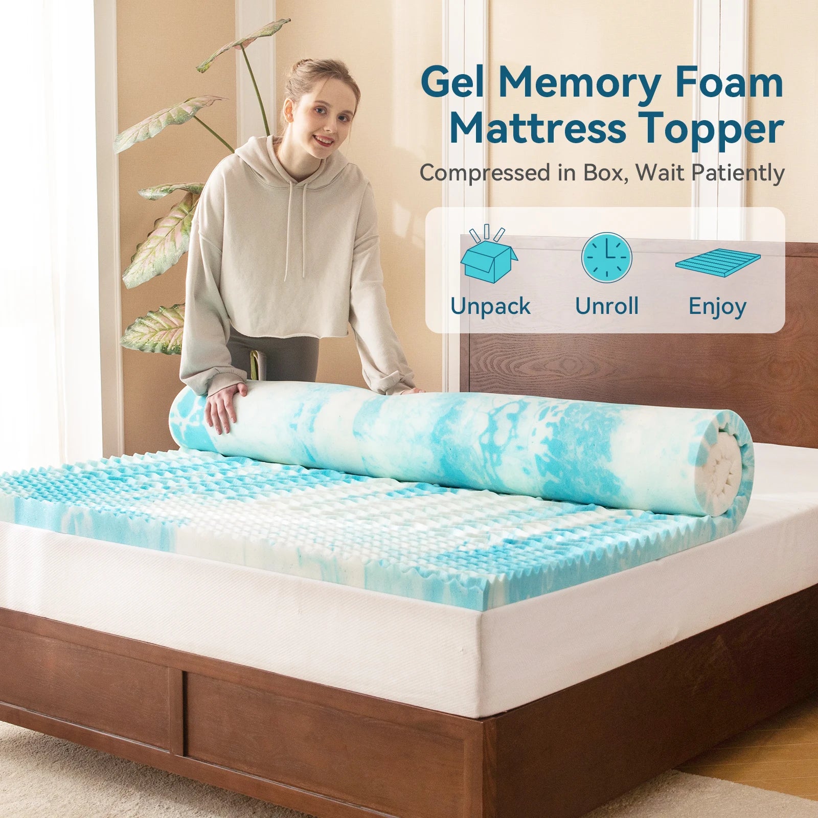 Hcore Memory Foam Mattress Topper with Cooling Gel - WORLDZii