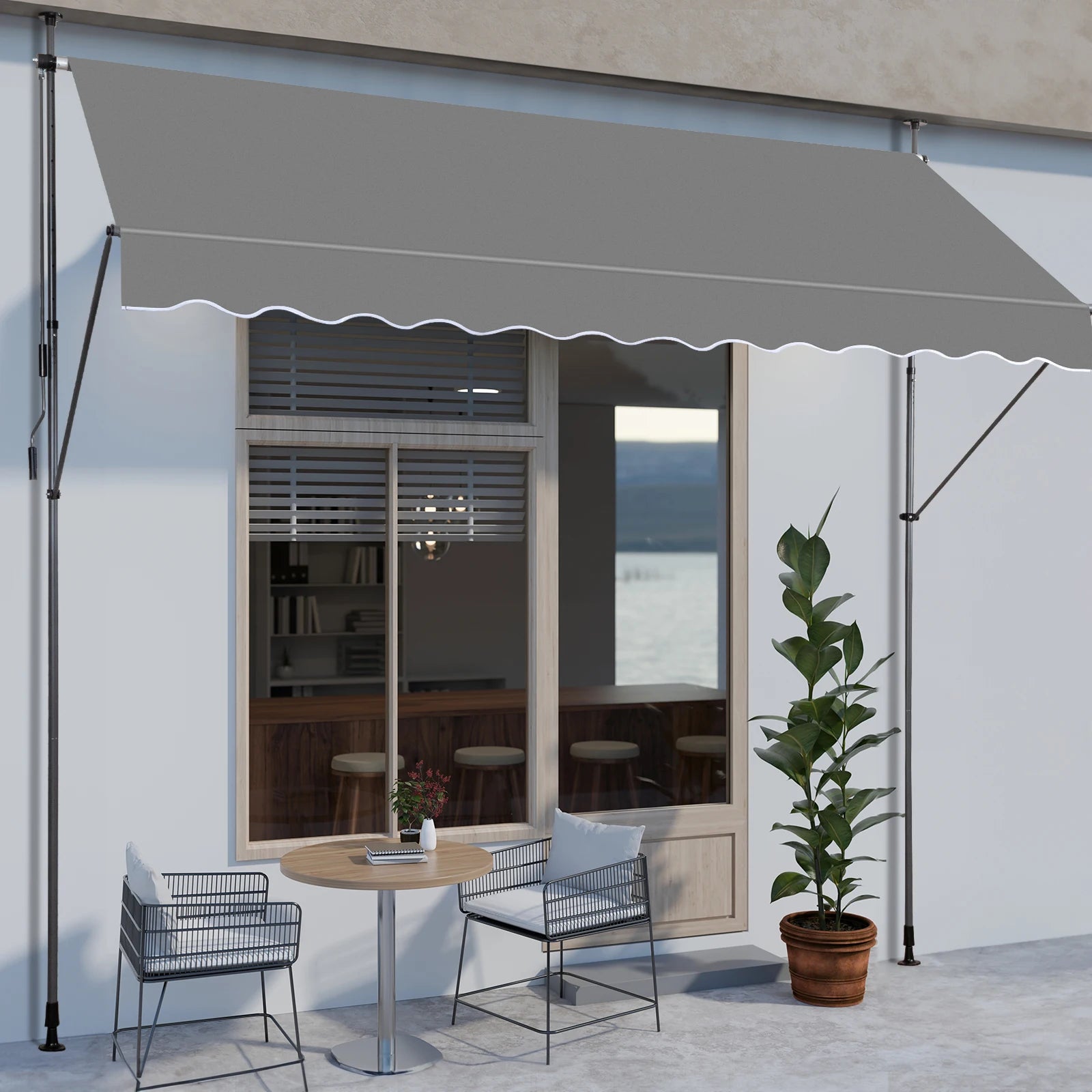 118.1"D X 47.2"W X(78.7 -118.1)"H Retractable Awning Gray - WORLDZii