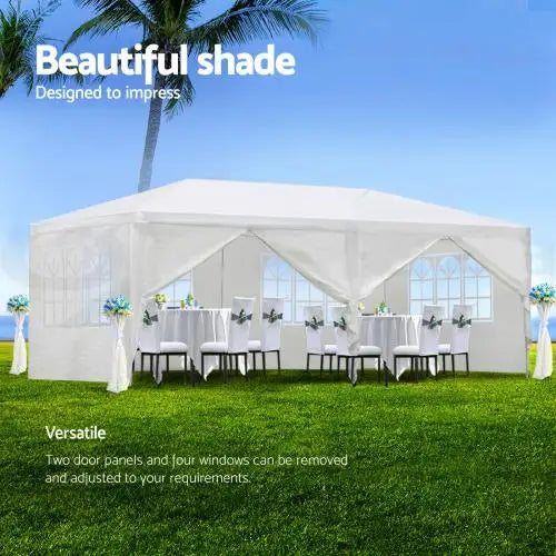 10x20' Wedding Party Canopy Tent Outdoor Gazebo with 6 Removable Sidewalls Durable Aluminum and PVC Polyester Fabric - WORLDZii