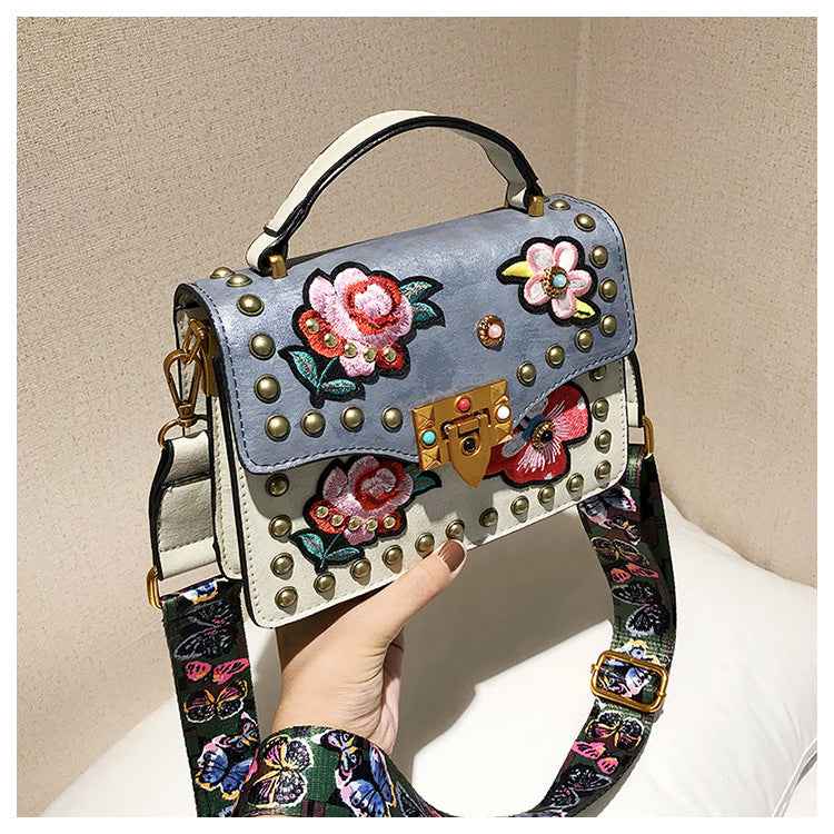 Women's Small Broadband Embroidery Rivets Purses