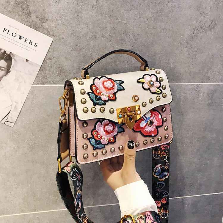 Women's Small Broadband Embroidery Rivets Purses