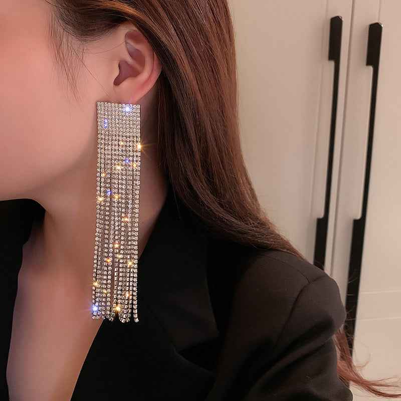 Fashion 14cm Crystal Trending Long Earrings