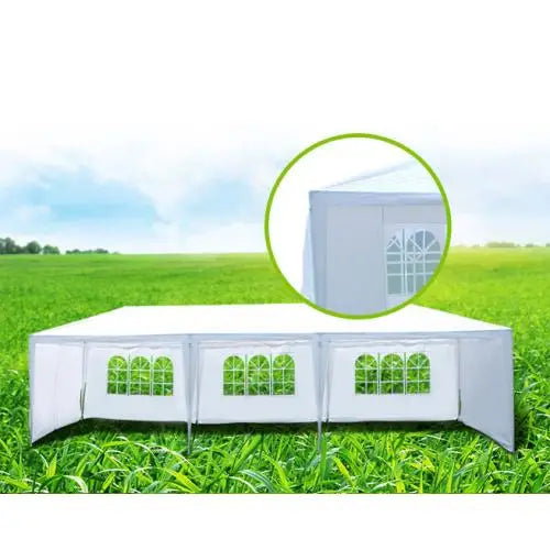 10x30' Summer Wedding Party Canopy Tent Outdoor Gazebo with 5 Removable PVC Sidewalls Aluminum & Fiberglass Pole Material - WORLDZii