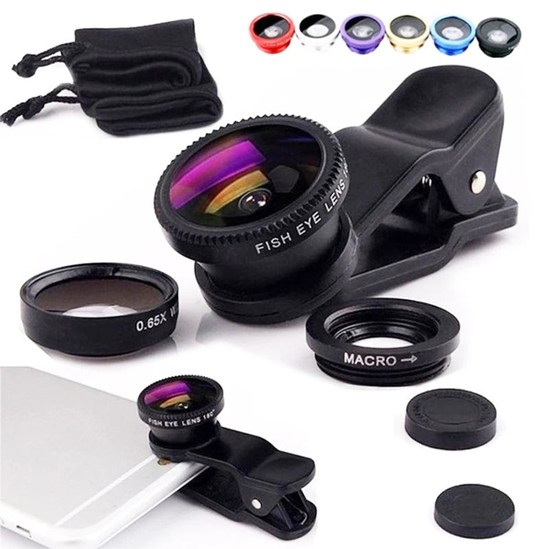 3 IN 1 Zoom Fish Eye Smartphone Lenses with Phone Clip - WORLDZii