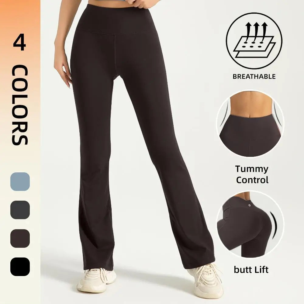 3Pcs women's High Waist Ruched Flare Leggings - WORLDZii