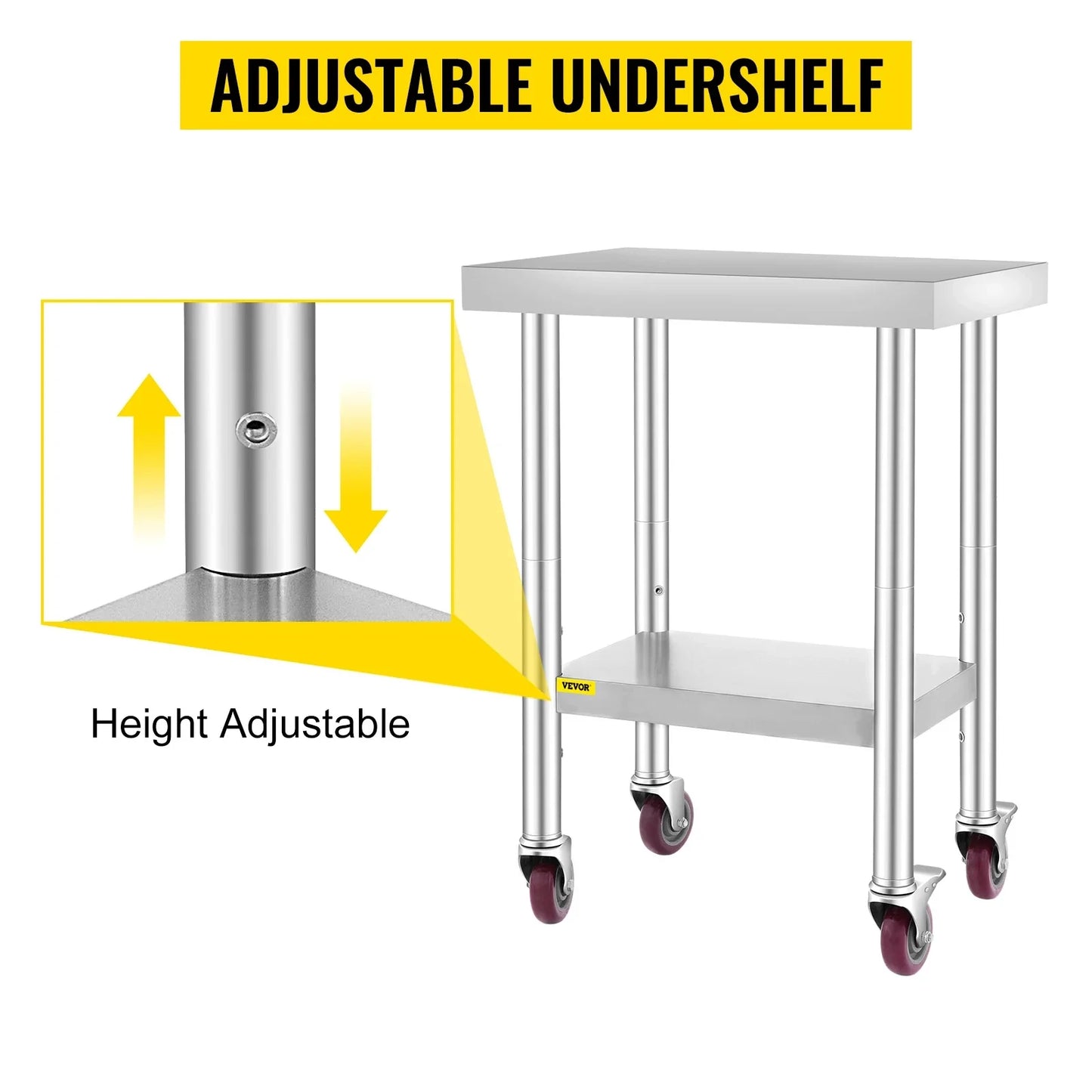 VEVOR Stainless Steel Kitchen Worktable - WORLDZii