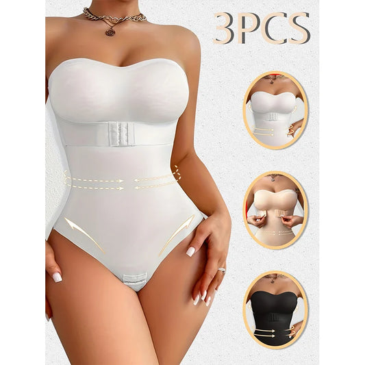 3PCS Women Compression Panties Corset Seamless Tummy Full Body Sling Abdominal High Compression Colombianas Women Fajas in Stock - WORLDZii