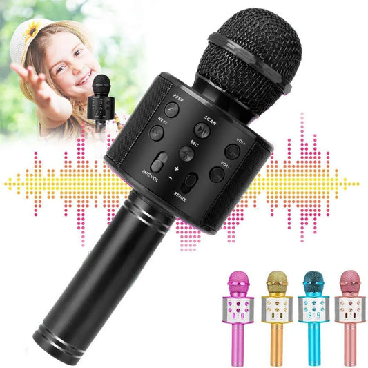 Portable Handheld Wireless Karaoke Microphone Speaker Microphone for Kids Music Player Singing Recorder KTV - WORLDZii