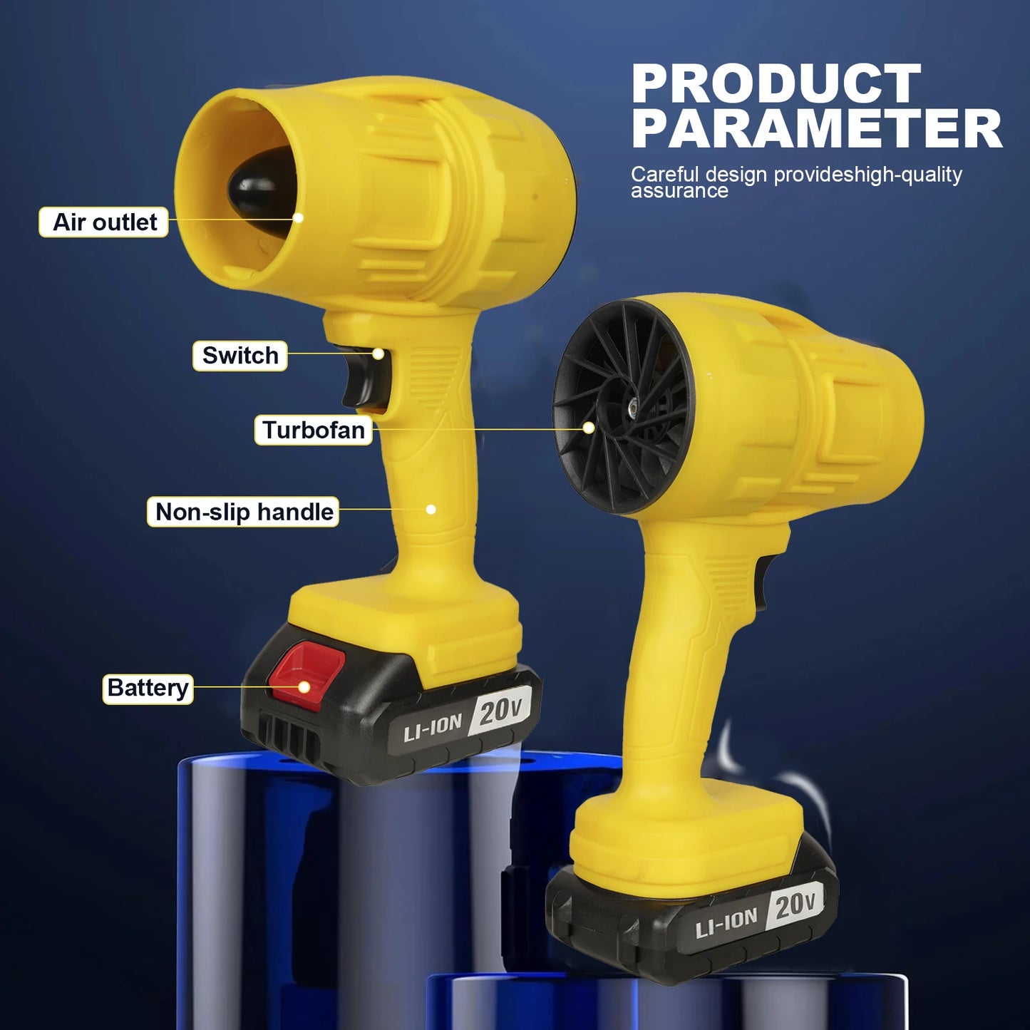 20V Cordless Turbo Blower Industrial Grade Small & Powerful Electric Air Blower for Leaf Clean & BBQ ,LOCAL US WAREHOUSE - WORLDZii