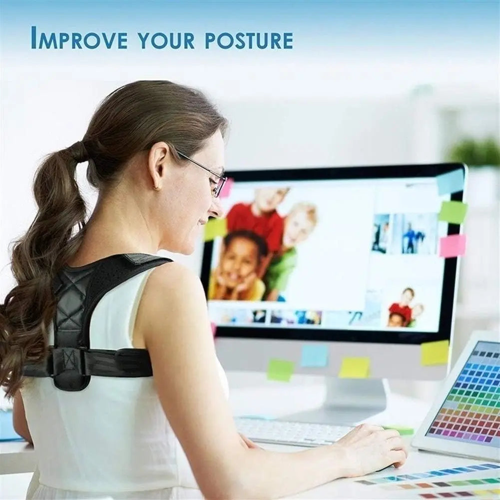 Adjustable Back Shoulder Posture Corrector Belt Clavicle Spine Support Reshape Your Body Home Office Sport Upper Back Neck Brace - WORLDZii