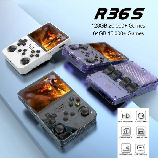 ARKOS R36S Retro Handheld Video Game Console Linux System 3.5 Inch IPS Screen R35s Pro Portable Pocket Video Player 64GB Games - WORLDZii
