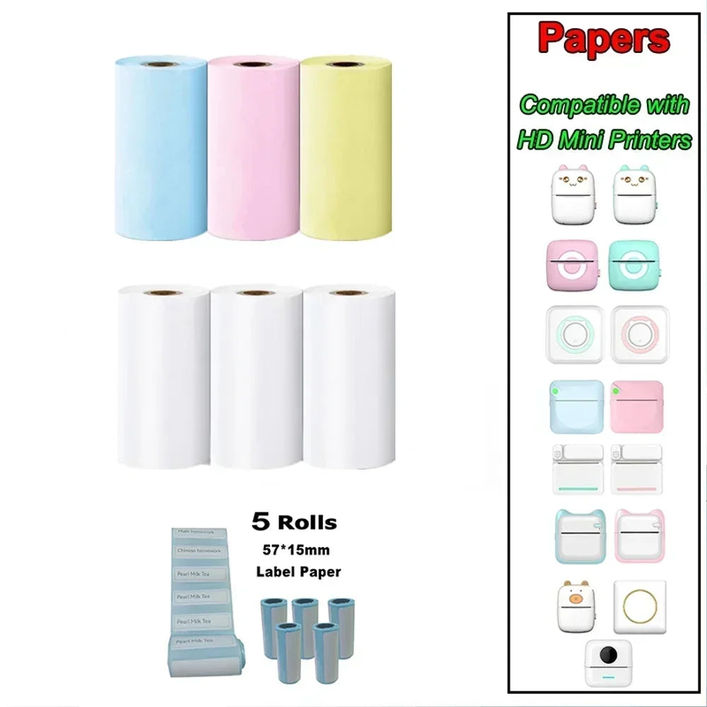 Thermal Paper MINI Printing Self-adhesive Labels for Mini Printers - WORLDZii
