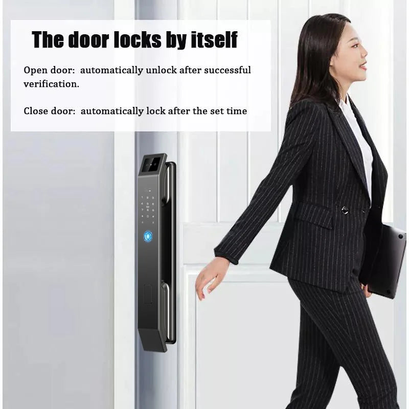 3D Face Recognition Unlock Digital Door Lock With Camera Fingerprint Password - WORLDZii