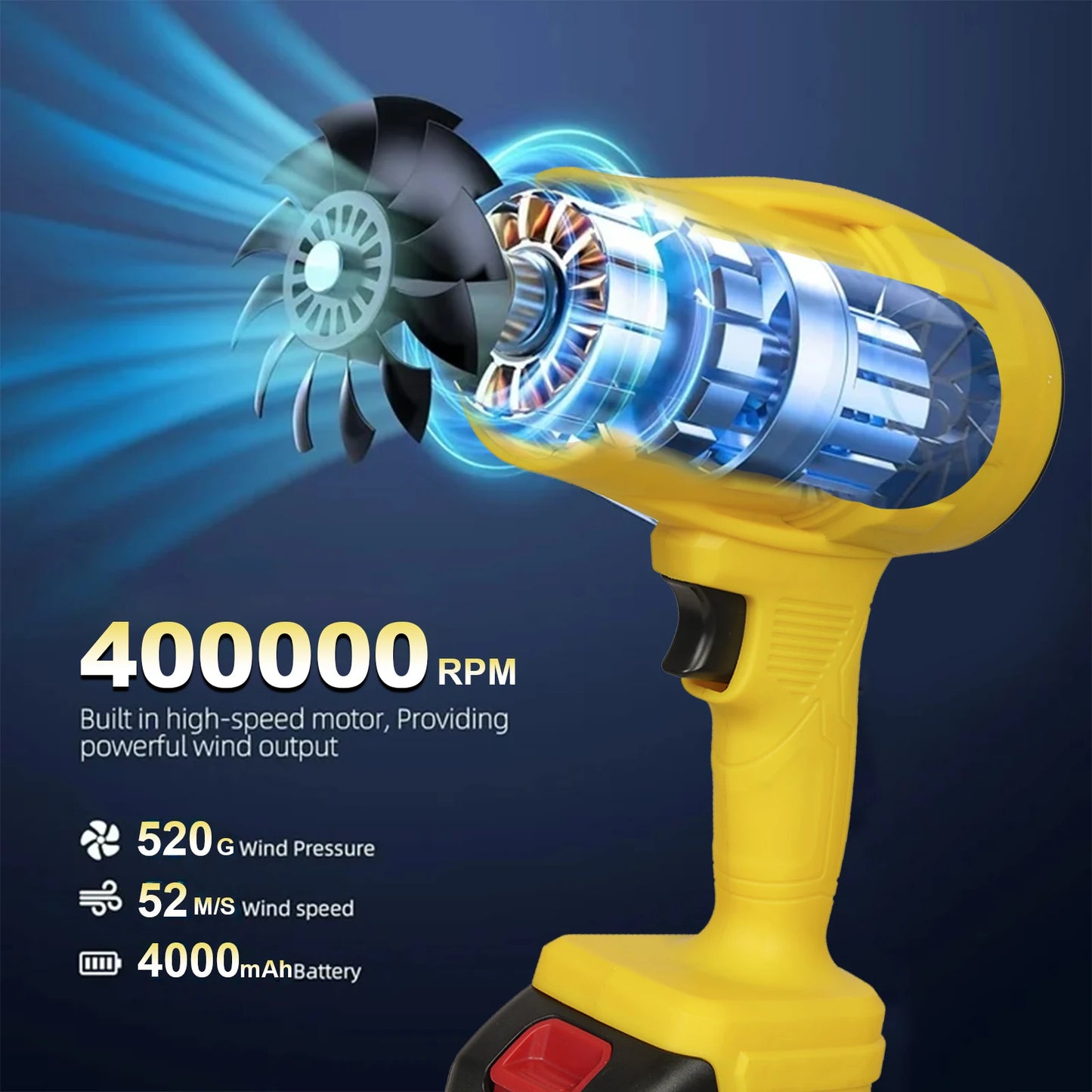 20V Cordless Turbo Blower Industrial Grade Small & Powerful Electric Air Blower for Leaf Clean & BBQ ,LOCAL US WAREHOUSE - WORLDZii
