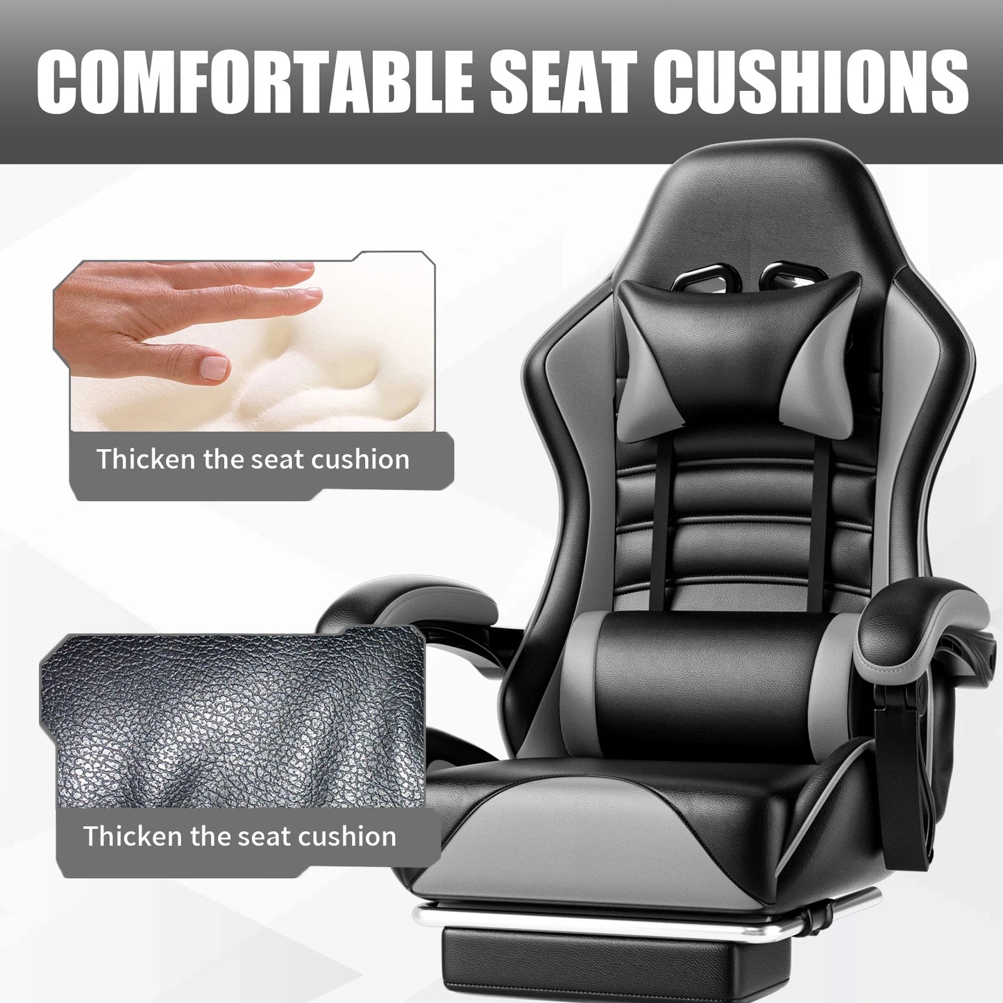 Ergonomic Gaming Chair with Footrest - WORLDZii