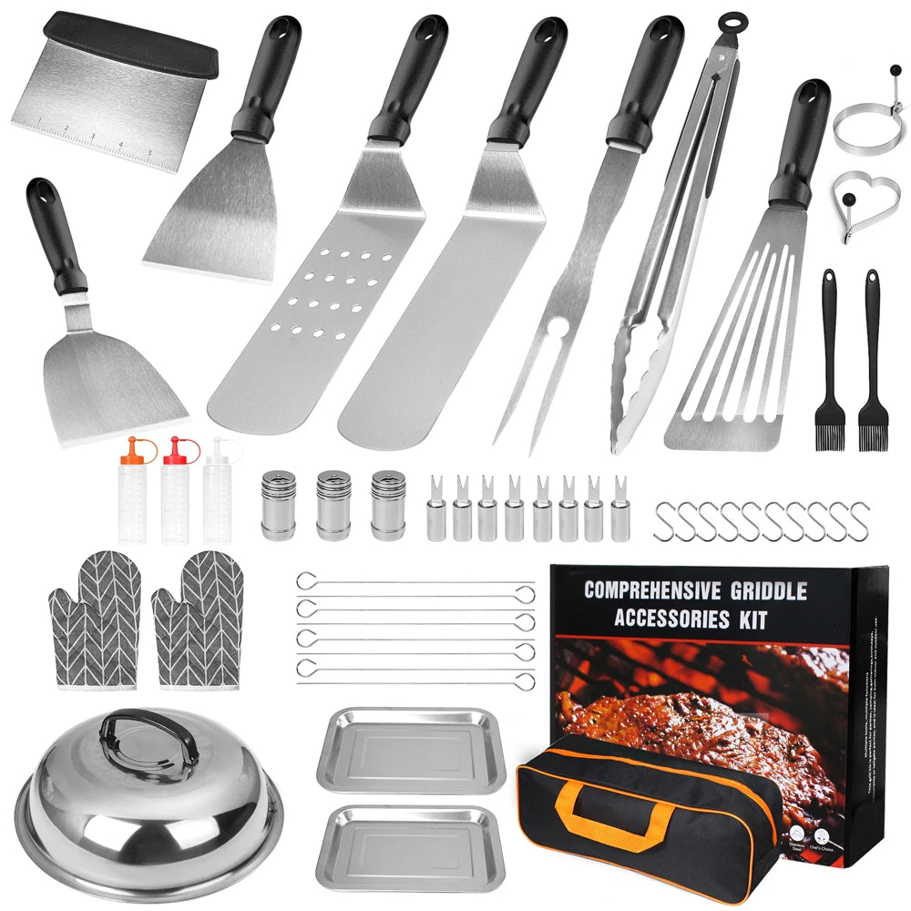 132PCS Outdoor BBQ and Camping Compatible with Blackstone and Camp Chef Griddles Teppanyaki Griddle Accessories Kit - WORLDZii