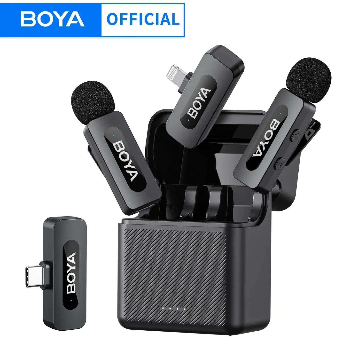 BOYA BY-V3 Wireless Lavalier Lapel Microphone with Noise-cancelling and Rechargeable Mic