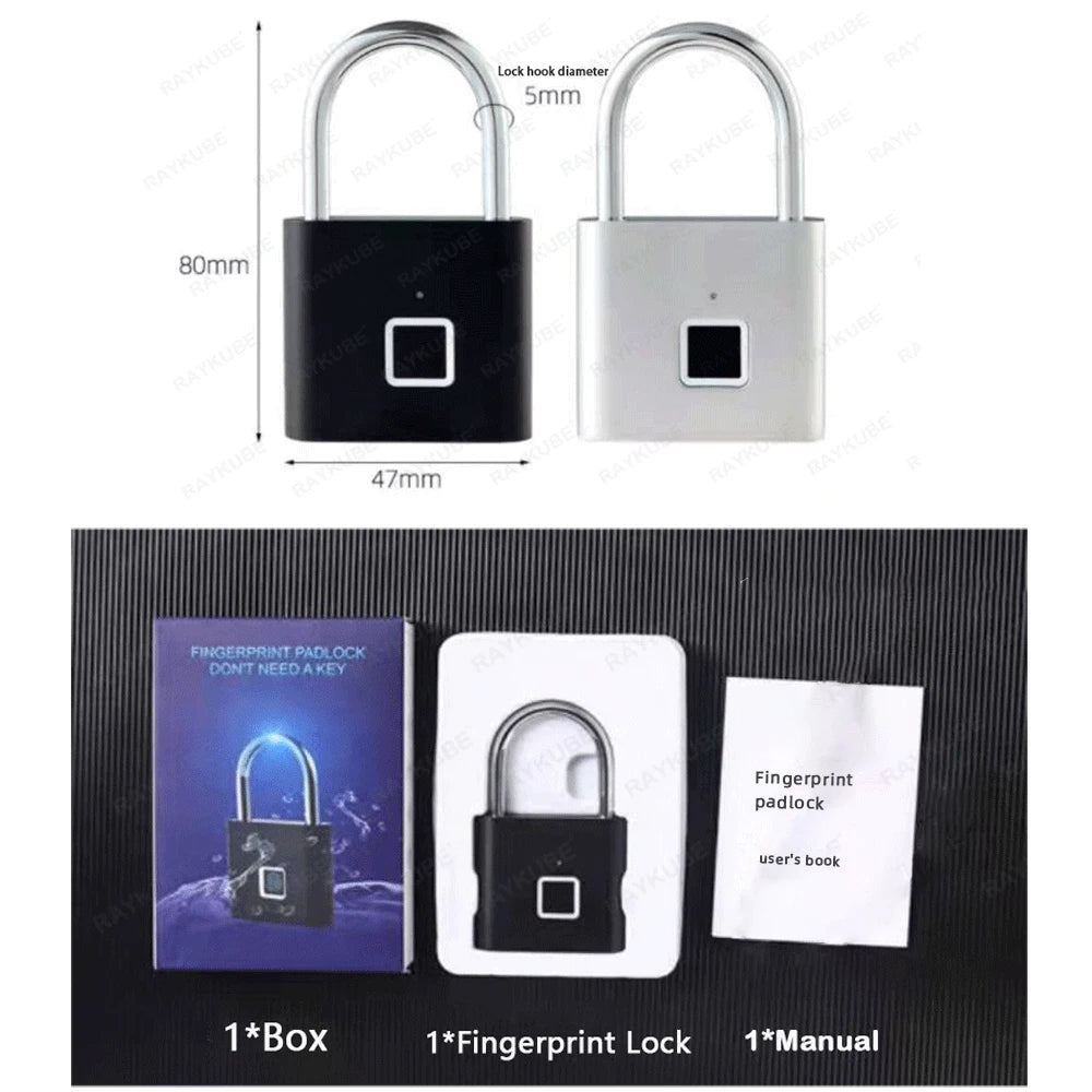 RAYKUBE P2 Smart Fingerprint Padlock With Built-in Rechargeable Battery - WORLDZii