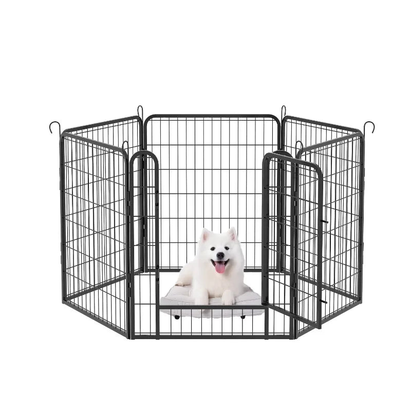6 Panels Heavy Duty Metal Playpen with Door,31.7"H Dog Fence Pet Exercise Pen for Outdoor, Indoor - WORLDZii