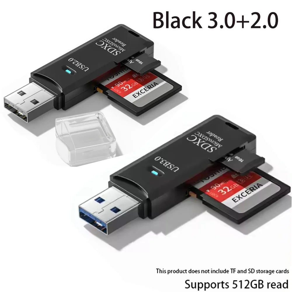 Multi-Functional 2-in-1 High-speed USB 3.0/2.0 Card Reader