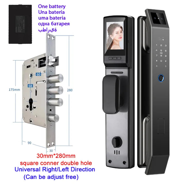 3D Face Recognition Unlock Digital Door Lock With Camera Fingerprint Password - WORLDZii