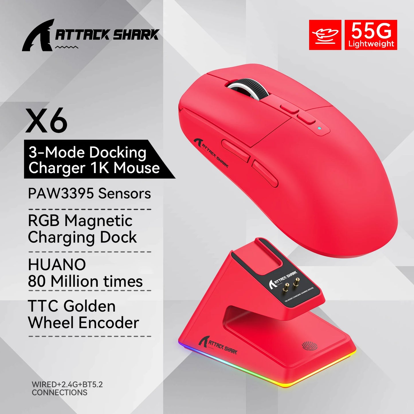 ATTACK SHARK X6 Bluetooth Computer Mouse - WORLDZii
