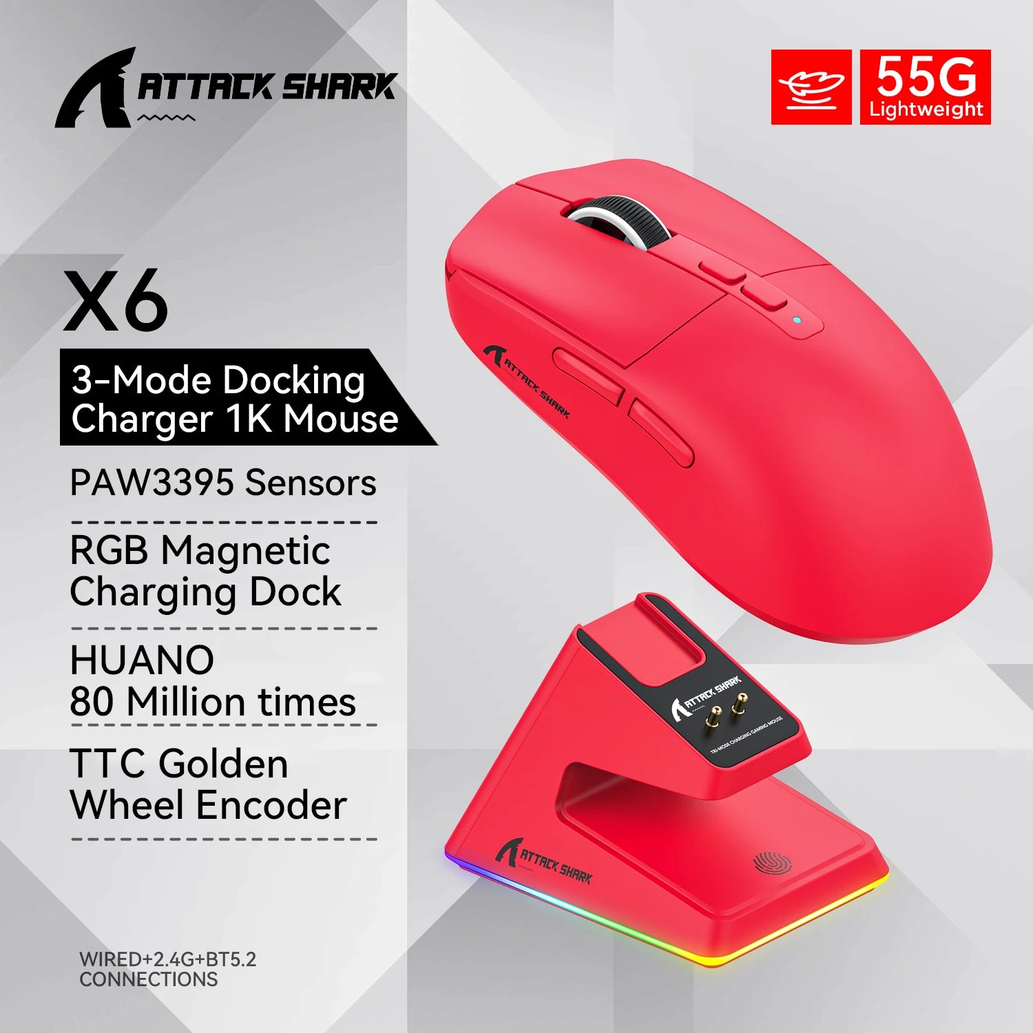 ATTACK SHARK X6 Bluetooth Computer Mouse - WORLDZii