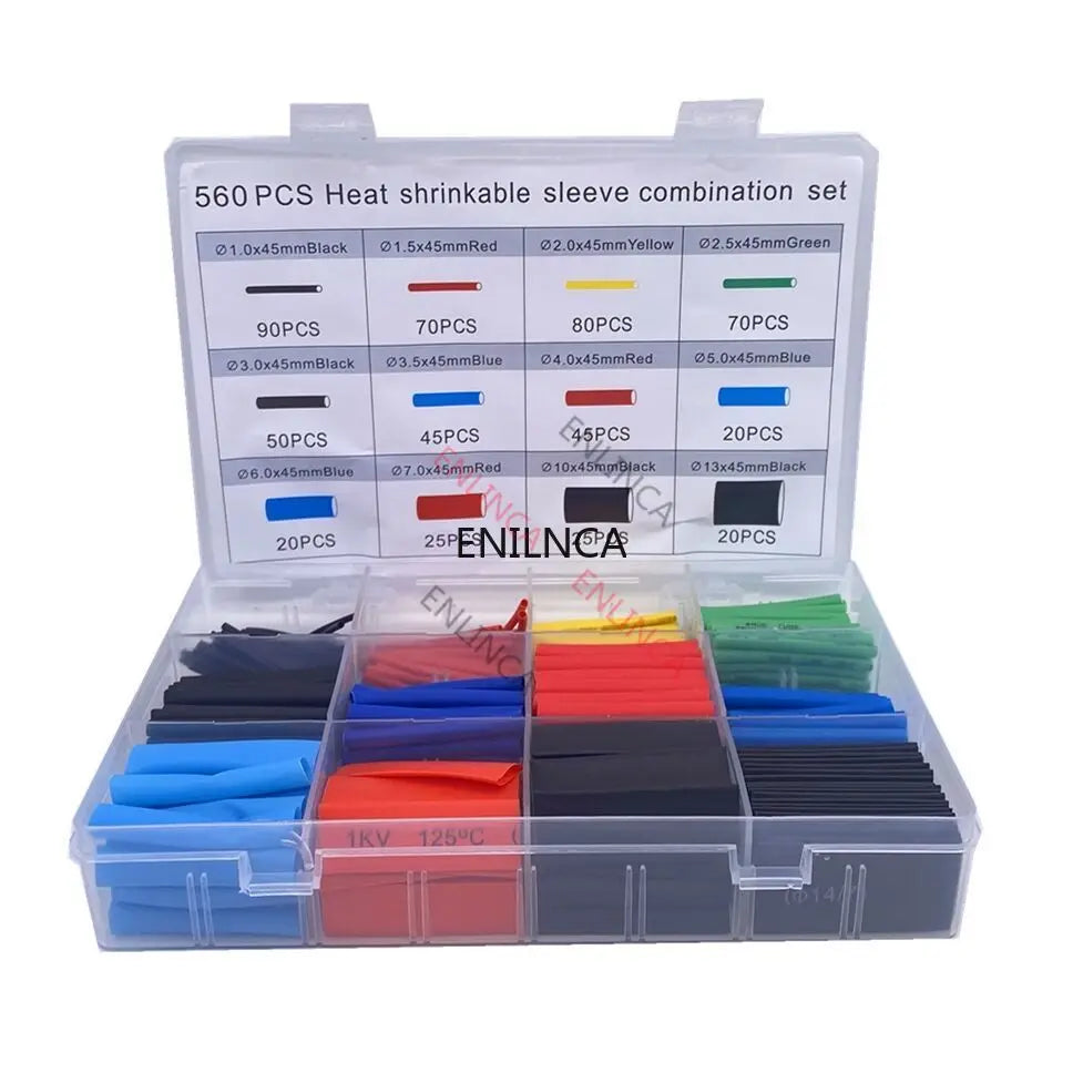 127-750pcs Heat-shrink Tubing Thermoresistant for Wire Cable Insulation Sleeve - WORLDZii