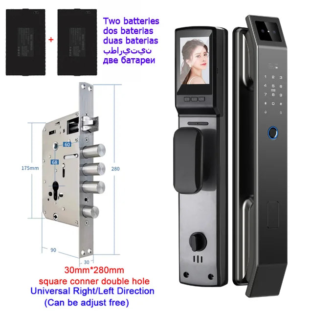 3D Face Recognition Unlock Digital Door Lock With Camera Fingerprint Password - WORLDZii