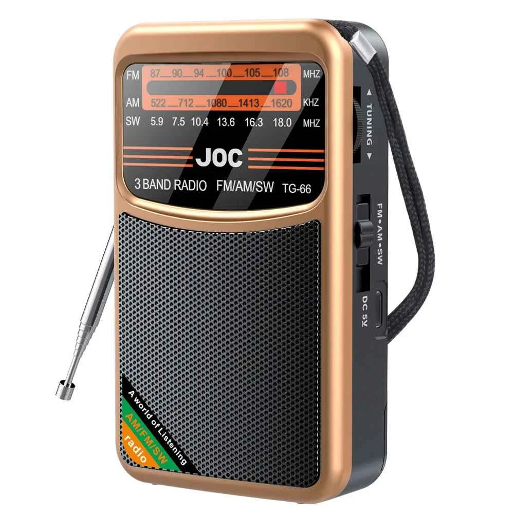 Pocket Mini Radio AM/FM/SW Portable Radio Batteries Rechargeable Supports Connect Wired Earphone Portable FM Radio Receiver