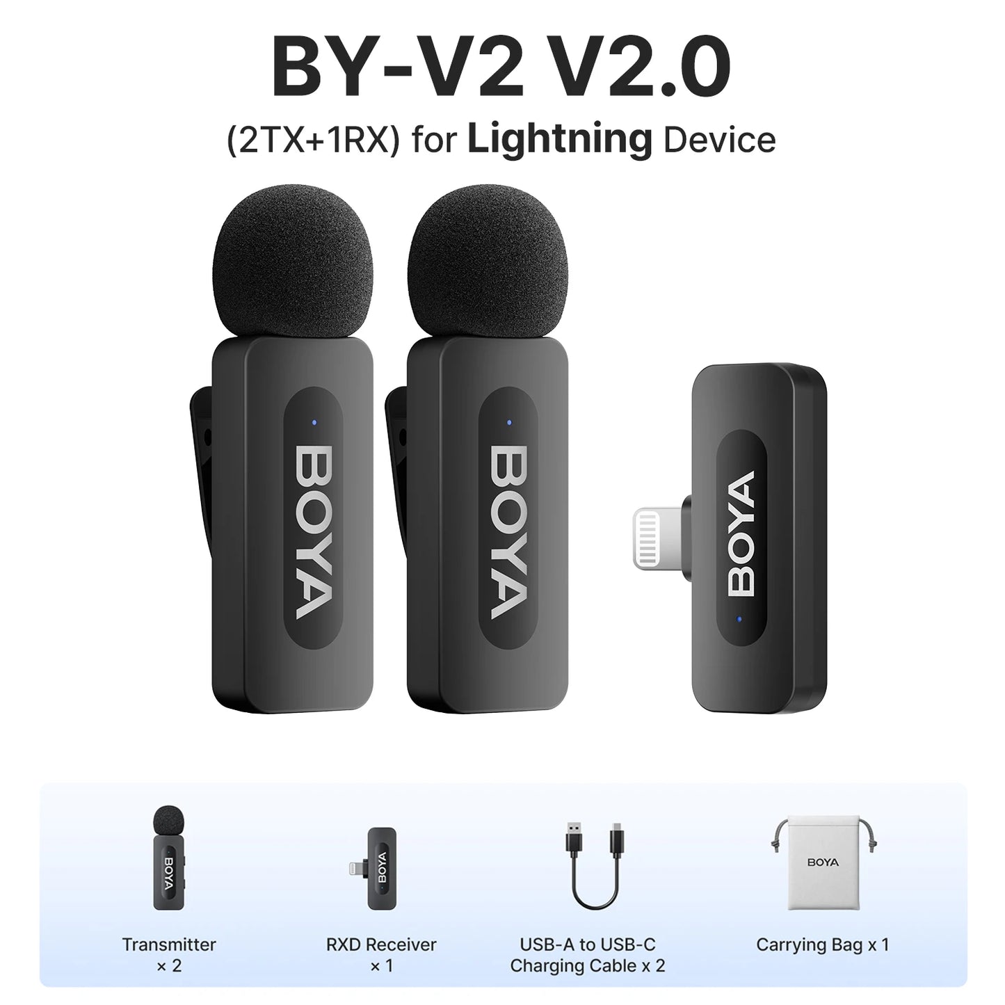 BOYA BY-V3 Wireless Lavalier Lapel Microphone with Noise-cancelling and Rechargeable Mic