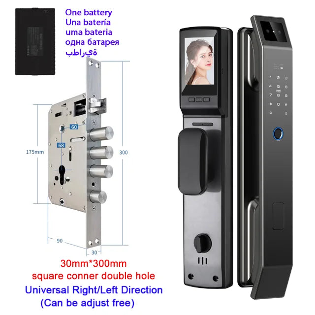 3D Face Recognition Unlock Digital Door Lock With Camera Fingerprint Password - WORLDZii