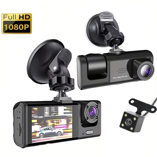 3 Channel Car DVR HD 1080P 3-Lens Inside Dashcam Camcorder