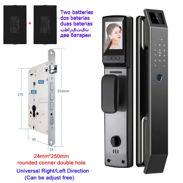 3D Face Recognition Unlock Digital Door Lock With Camera Fingerprint Password - WORLDZii