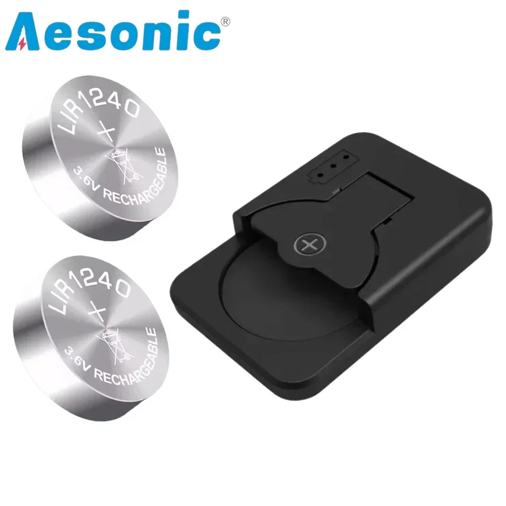 2PCS LIR1240 Rechargeable Button Battery with Charger for TWS Bluetooth Headphone Replaces CP1240 Cells Coin Lithium Battery - WORLDZii