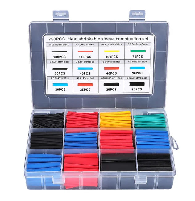 127-750pcs Heat-shrink Tubing Thermoresistant for Wire Cable Insulation Sleeve - WORLDZii