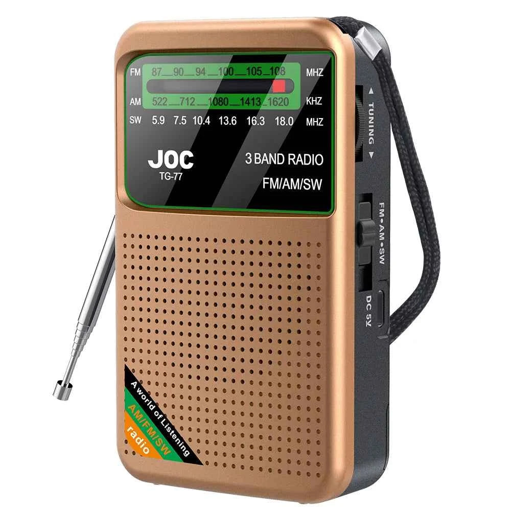 Pocket Mini Radio AM/FM/SW Portable Radio Batteries Rechargeable Supports Connect Wired Earphone Portable FM Radio Receiver