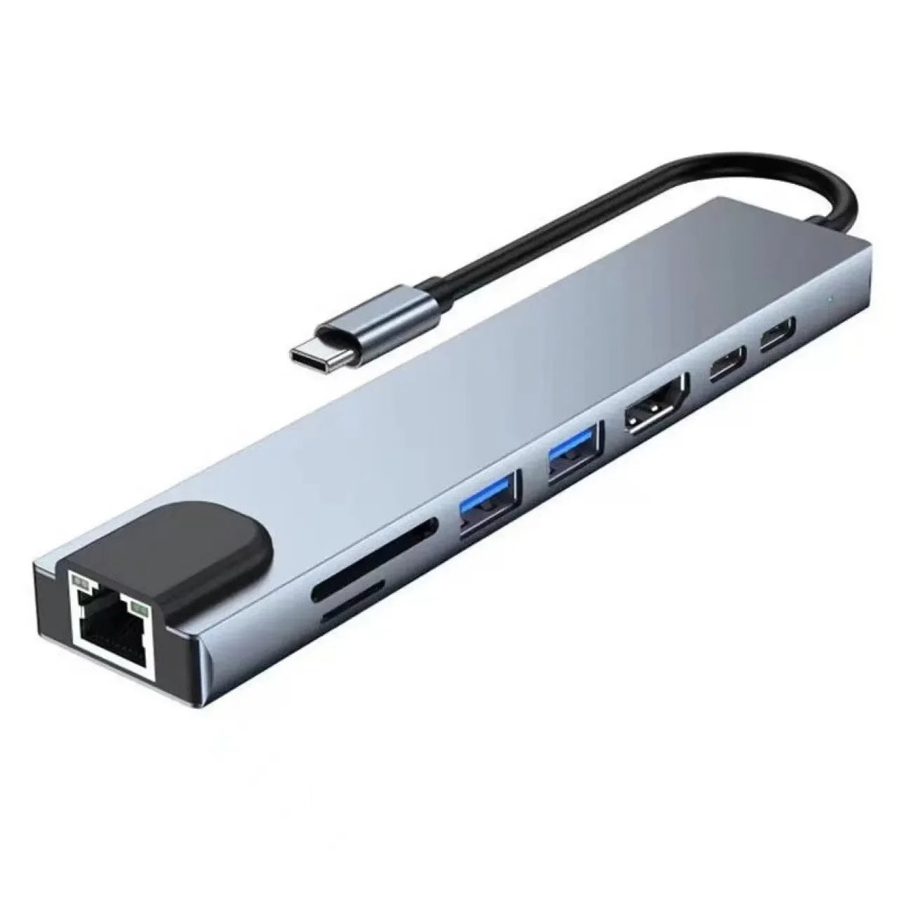 USB 8 In 1 Type C 3-1 To 4k HD TV Hub Adapter With SD TF RJ45 Card Reader - WORLDZii