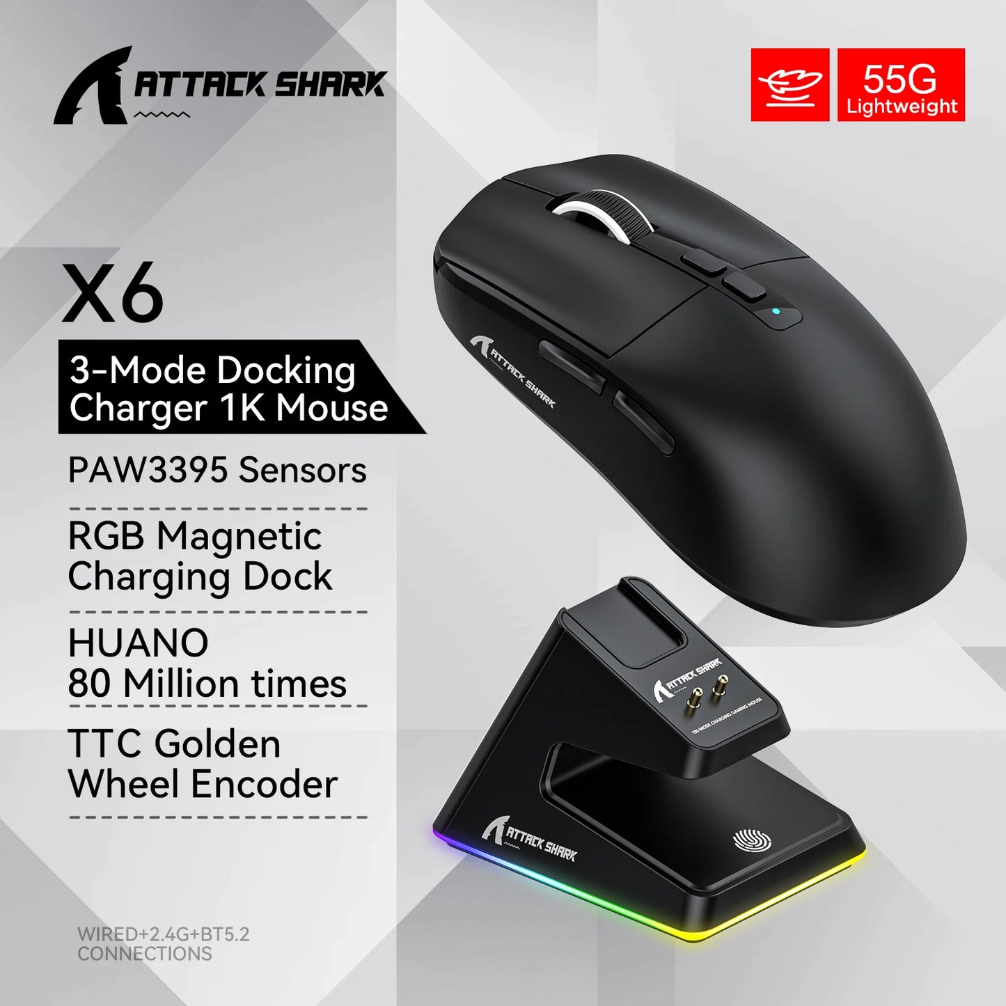 ATTACK SHARK X6 Bluetooth Computer Mouse - WORLDZii