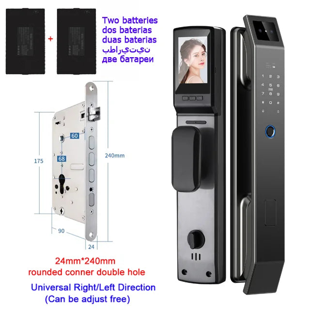 3D Face Recognition Unlock Digital Door Lock With Camera Fingerprint Password - WORLDZii