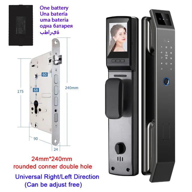 3D Face Recognition Unlock Digital Door Lock With Camera Fingerprint Password - WORLDZii