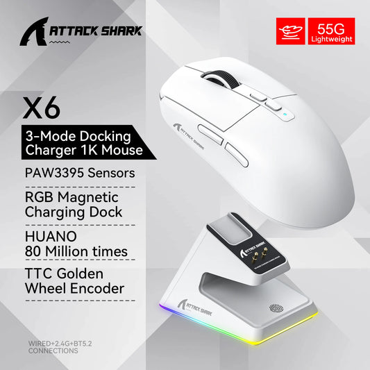 ATTACK SHARK X6 Bluetooth Computer Mouse - WORLDZii